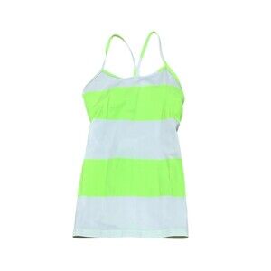 Lululemon Power Y Tank Womens Size 2 Neon Green White Bold Stripe